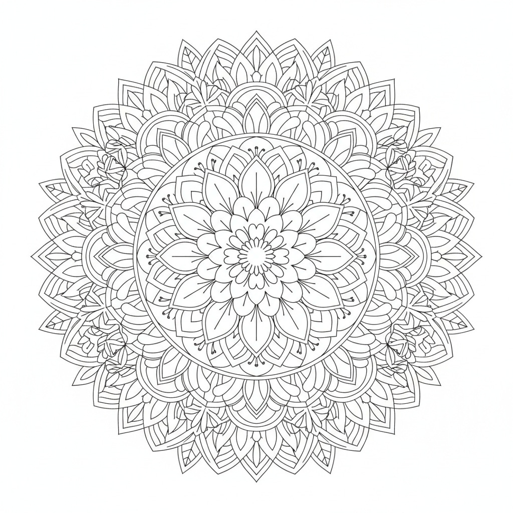 an intricate flower mandala coloring page