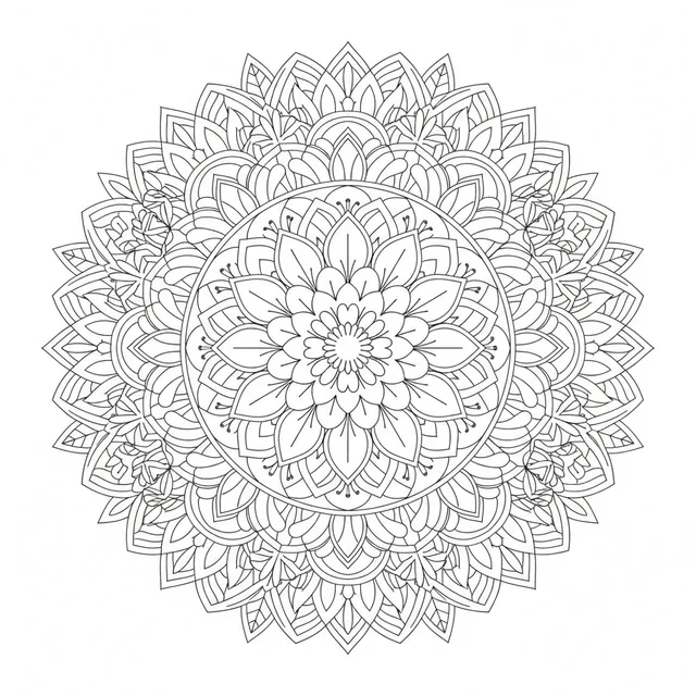 an intricate flower mandala coloring page