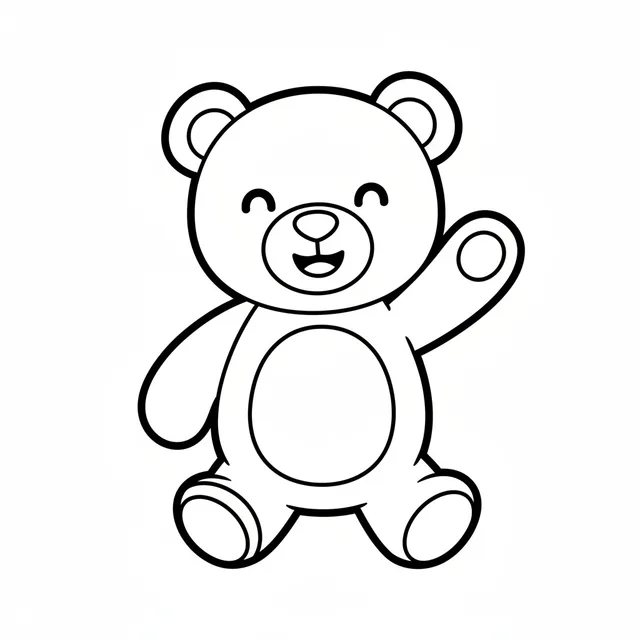 a cute teddy bear waving hello coloring page
